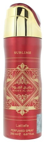 Lattafa Bade'e Al Oud Sublime - Desodorante en aerosol unisex perfumado, 6.7 onzas
