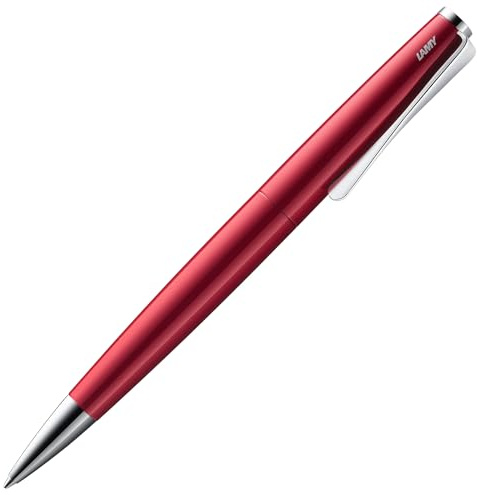Lamy studio pianored Kugelschreiber – universeller Kuli in elegantem Gehäuse aus Edelstahl – mit propellerförmigem Clip – inkl. Großraummine M 16 in Stichbreite M in schwarz