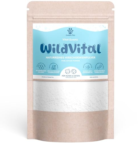 Hirschgeweihpulver für Hunde & Katzen - Mineralstoffversorgung 100% natürlich - Kollagen Pulver mit Protein, Calcium, Magnesium, Spurenelemente 200 g