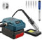 Cordless Lötkolben Set für Bosch Professional 18V System GBA Akku, 60W LCD Einstellbar Temperatur 180-480°C, mit ON/OFF Schalter, Saugstab, 50g Lötdraht, Lötkolbenständer für Elektrische Arbeiten