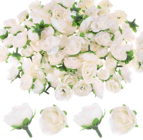 M METERXITY 100-Pack Artificial Roses Heads, 1.2 Inch Small Silk Faux Rose Head for Wedding/Bouquet/Party Decorations, Fake Bloom Flower Heads Buds [Peach]