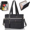 Estarer Lehrer-Tragetasche für Damen, 39,6 cm, mit erweiterbarem Akten-Organizer, Laptop-Arbeitstasche mit isolierter Tasche für Büro, Reisen, Uni, 2 Stück, Schwarz , 39,6 cm, Zeitgenössisch