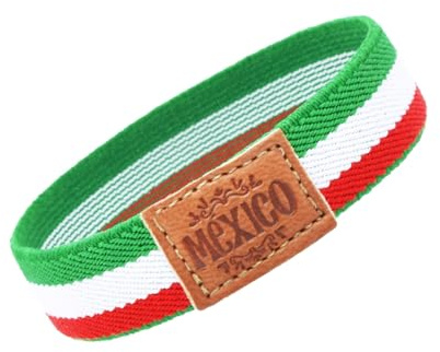 BDM Armband mit der Flagge Mexikos, mexikanisches elastisches Armband, graviertes Leder, Maße für Männer und Frauen