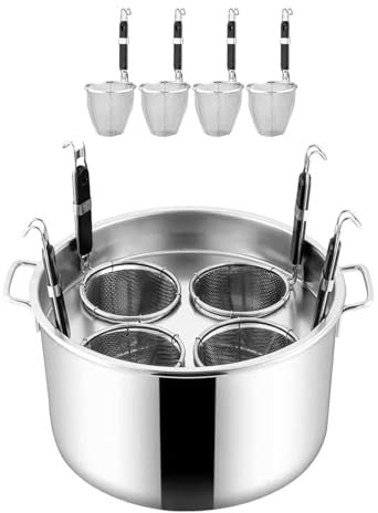 Pentola per zuppa Multifunzionale con colino, pentola per Pasta in Acciaio Inossidabile con Inserto per colino, Set di Inserti per cuocipasta, pentola per Cottura a Vapore, pentola per brodo