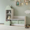 [en.casa] Kindersitzbank mit Regal Vipsali Sitzbank mit Stauraum Hausoptik Kinderregal mit 2 Aufbewahrungsboxen Kinderzimmer 100 x 99 x 30 cm Schuhbank mit Sitzfläche Mintgrün/Weiß
