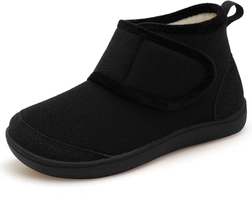 JOINFREE Women Width Booties Adjustable House Slipper for Swollen Feet Lady Outdoor Non-Slip Boots Black 8 UK Wide