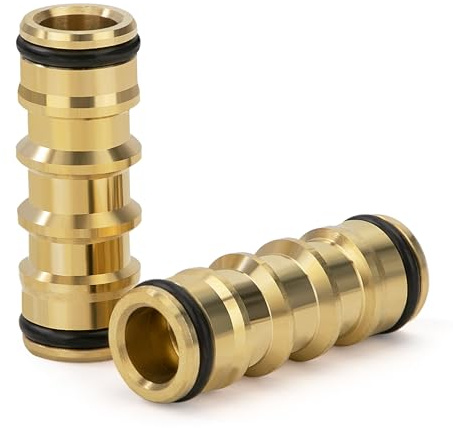Adattatore per Rubinetto in Ottone, 2 Vie a Forma di I Connettore Universali per Rubinetto, Attacco Rapido Adattatore per Tubo da Giardino, Bagno, Cucina (2 Pezzi)