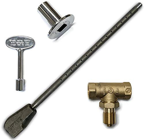 Midwest Hearth Universal Log Lighter Kit with Burner Pipe, Straight Ball Valve, Chrome Key and Floorplate (Natural Gas)