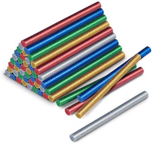 TROTEC 50 Stück Heißklebestifte 11mm Glitzer - Klebstoff für 11mm Heißklebepistole Heißkleber Sticks Klebestifte