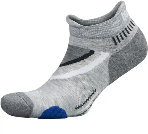 Balega Ultraglide Cushioning Performance No Show Athletic Running Socks for Men and Women (1 Pair), Mid Grey/Charcoal, Large