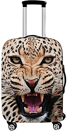 Surwin 3D Reise Kofferschutzhülle Waschbare Reisetasche Kofferbezug Elastisch Kofferhülle Gepäck Cover Reisekoffer Hülle Schutz Bezug Schutzhülle (Leopardenmuster,XL (30-32 Zoll))