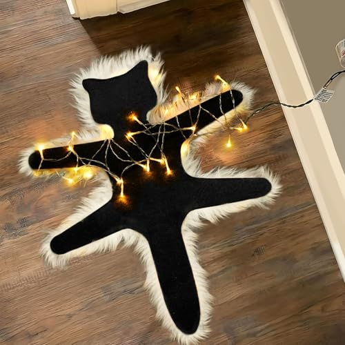 LARFOEK Light Up Fried Cat Rug, Christmas Vacation Decoration (Warm Lights)