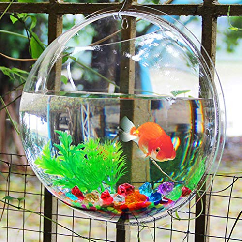 Acrylic Fish Bowl Transparent Hanging Aquarium Wall Mounted Wall Fish Bubble Hanging Bowl Aquarium Tank Home Decor