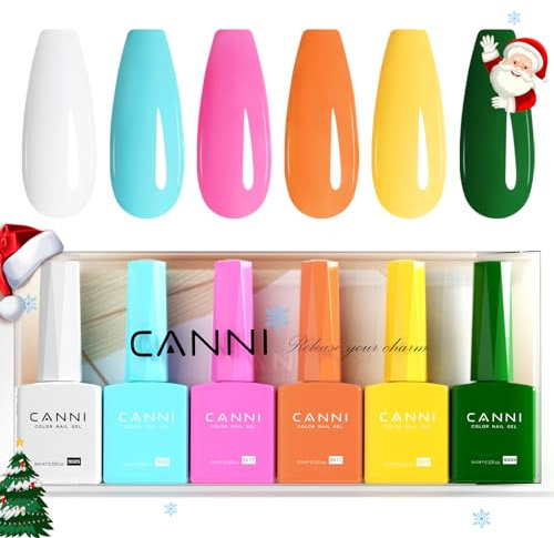 CANNI Esmaltes Semipermanentes de Uñas en Gel 6 blanco azul rosa morado amarillo verde UV Gel Kit Gel Nail Polish Esmalte Uñas Valentín Kit Uñas Semipermanentes Pintauñas Semipermanentes Set