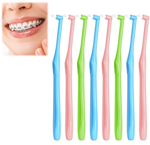 ACWOO Interspace Tandborste, 8 St Mjuk Enkel Tuft Tandborste Trim Tandborste, Slim Interspace Tandborstar Interdentalborstar För Ortodontiska Hängslen Detaljrengöring