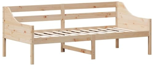 vidaXL Tagesbett, Bett mit Sperrholzlatten, Bettgestell mit Schutzgitter, Bettrahmen Holzbett Gästebett, 90x200cm Massivholz Kiefer