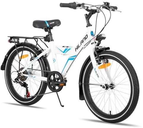 Hiland 20 Inch Kids Bike, 6 Speed Kids Bicycle for boys from 6 7 8 9 years, White