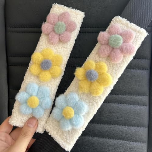 Protector de cinturón de coche para niños - 2 almohadillas para hombros para cinturón de seguridad, con diseño de flores