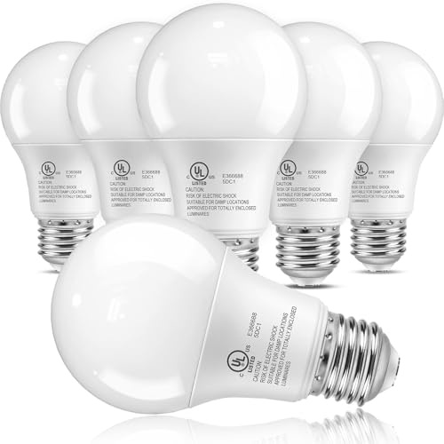 TJOY 6 Pack LED Light Bulbs 60 Watt Equivalent, Daylight White 5000K, Efficient 9W, E26 Base A19 Standard LED Bulb, 120V, 800 LM, Energy Saving Lightbulbs for Living Room, Office Lamps, Non-Dimmable