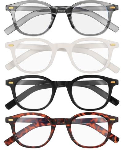 Zuimei 4 Pieces Reading Glasses Womens 2.5, Blue Light Blocking Lightweight