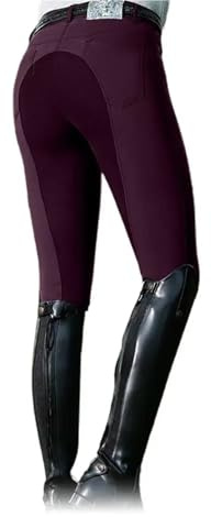 GIYXHU Ridbyxor Ridbyxor dam vardaglig stretch cykling leggings ryttare hästsport smala byxor, mörkröd, XL