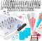 Piping Bags and Nozzles | RFAQK 100 PCs Cake Decorating Kit with Spatula-Cake Scraper-48 Numbered Piping Nozzle & Piping Bag-Reusable Silicon Bag-Pattern Chart, EBook & Icing Bags and Nozzles Set