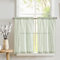 TOPICK Rideau Cuisine à Rayures 65L X 90H (cm) Lot de 2 Rideau Lin Rayé Vert et Beige Rideaux Translucide à Passe-Tringle Rideaux Fenetre Brise-Bise Court Décoration Intérieur Placard Chambre