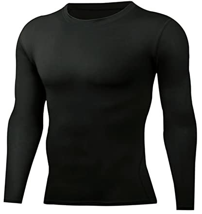ATRACTIVOLL Herren Kompressions-Trainingskleidung, Langarm Sportshirt, Funktionsshirt, Schnelltrocknendes Laufshirt, Atmungsaktiv Sportoberteile, für Fitness