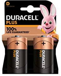 Duracell Plus D Battery Alkaline 100% Life (Pack of 2) 5009816