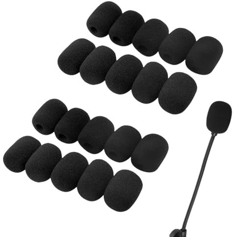 TMRBBesty 20 Stück Mikrofon Schaumstoff Windschutz für Lavalier, Hohe Dichte Schaum 30(L) x22(H)×8(Φ) mm Schwarz