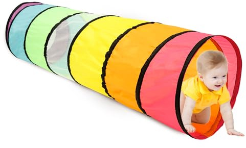 Play Tunnel for kids 6ft Round Opening Pop Up Crawl Through Tunnel for Toddlers Babies Children or Pets with Storage Bag Collapsible Gift Boy and Girl Indoor Outdoor Game