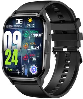 2025 smartwatch herr dam, 2,01 tum AMOLED träningsklocka ringer 123 sportlägen/24H pulsmätare presentkort / 123 sportlägen fitness tracker, svart (svart)