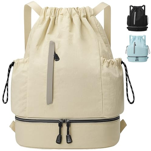 Qoosea Sacs de Sport à Cordon, Grande Capacité Sac à dos de Sport Imperméable avec Bandoulière Réglables, Gym Sack en Nylon avec pour Homme Femme Unisex, Sac de Gym pour l'école Voyage Camping