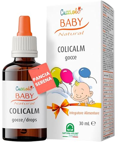 Cucciolo Colicalm per Coliche Neonato in Gocce 30ml, Elimina Gas Intestinali con Lievito Rosso, Tiglio, Melissa, Ananas, Zenzero e Vitamine - Sapore Delicato - Made in Italy