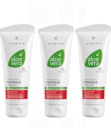LR Aloe Vera Schützende Propolis Creme 3x 100ml, mit 79% Aloe Vera-Blattgel, Fermentiertes Gel, für Trockene Haut,