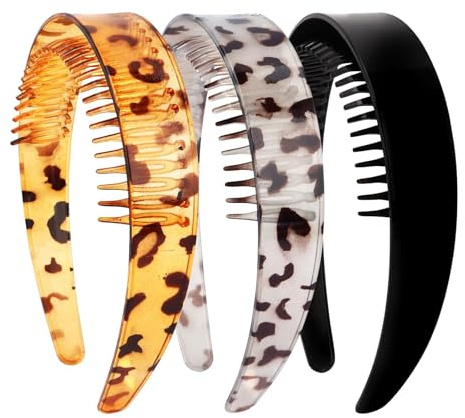 Cosblisvia 3 Piezas de Diadema Zig Zag, Diademas para Mujer, Diadema Zigzag con Dientes, Banda para el Cabello de Mujeres, niñas, Damas para Lavar, Deporte, Fiesta (Carey)