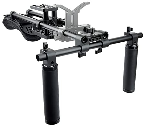 NICEYRIG 15mm Shoulder Pad Rig Support System with Riser Base Plate Mount, 15mm Rod and Rod Rail Handle Kit Universal for DSLR Camera, Mirrorless Camera - 173
