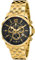 LOUIS XVI Herren-Armbanduhr Athos Stahlband Gold Schwarz Karbon Chronograph Analog Quarz Edelstahl 800