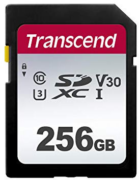 Transcend 256GB SDXC 300S Memory Card UHS- I, C10, U3, V30, 4K, Full HD, Up to 95/40 MB/s (appropriate for Digital Cameras) with Frustration Free Packaging TS256GSDC300S-E