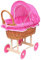 FORYOURPROTECTION Puppenwagen aus Weide Holz Weidenwagen Kinderwagen Weidenpuppenwagen Verschieden Motive (ROSA | mit Punkten)