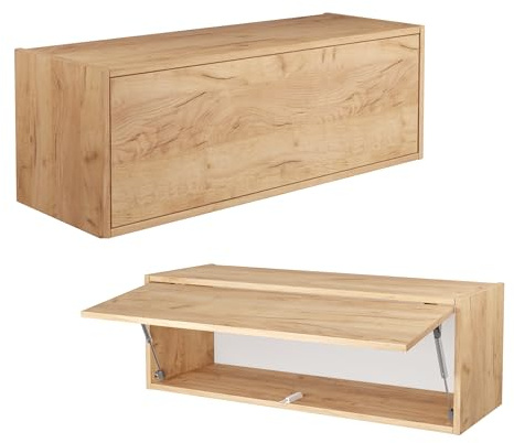 PLATAN ROOM Hängeschrank Schrank 60 cm 80 xm 100 cm Küchen-Klapphängeschrank für Bad, Flur, Wohnzimmer Wandschrank (Eiche Gold, 100 x 35 x 35)