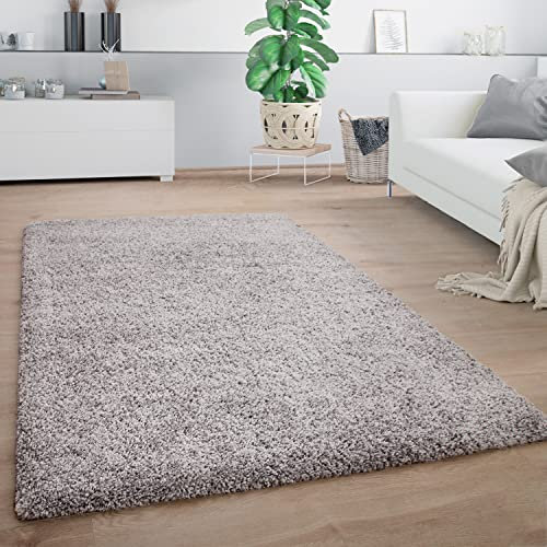Paco Home Teppich Wohnzimmer, Schlafzimmer/Hochflor Shaggy in versch. Designs Farben und Größen, Grösse:80x150 cm, Farbe:Grau 13