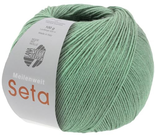 LANA GROSSA Meilenweit Seta, filato per calze con percentuale di seta, lavabile in lavatrice, 55% lana vergine (merino), poliammide e seta, 100 g di lana per lavorare a maglia e uncinetto, 400 m di