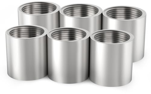 ChillWaves 304 Stainless Steel Cast Pipe Fitting, Coupling 1/2 NPT Female x 1/2 NPT Female Thread Adapter(6-PACK)