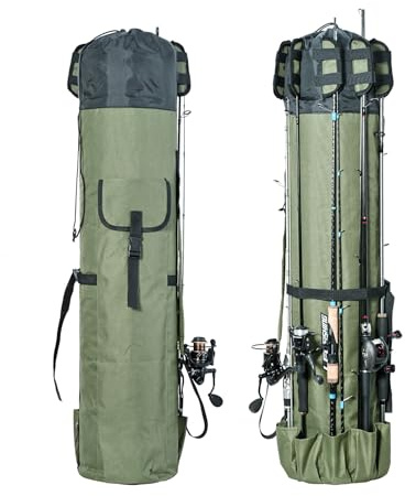 SOUUXIU Bolsa Plegable para caña de Pescar, Funda Duradera de Tela Oxford para caña de Pescar, Bolsa portátil para Aparejos de Pesca