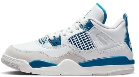 Jordan Jungen 4 Retro (Little Kid), Off White/Military Blue, 34 EU