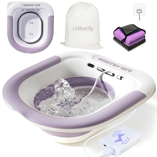 Sitz Bath, Baño de asiento unisex para inodoro, baño eléctrico para hemorroides, bañera de inmersión, baño de sentado, cuidado posparto, uso doméstico portátil para un fácil almacenamiento,