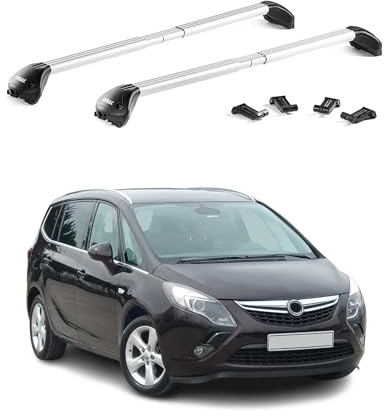OMAC Barras de Techo Transversales TÜV geprüft para Opel Zafira C Tourer 2011-2019 – con Llave (4 Schlösser) – MAX 100 kg – Robuste Befestigung Plata