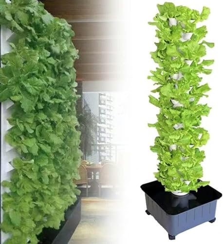 GLFNB Ensemble de Tour hydroponique de 45 Pots, système de Culture aquaponique, équipement de Tour aéroponique d'agriculture Verticale pour Herbes d'intérieur, avec Pompe hydratante, minuterie-1 p