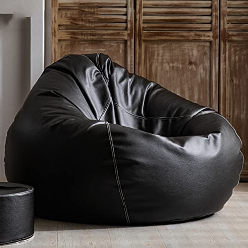 Fodera per poltrona a sacco, impermeabile, in ecopelle, diametro 100 cm, per interni ed esterni, senza imbottitura, colore: nero